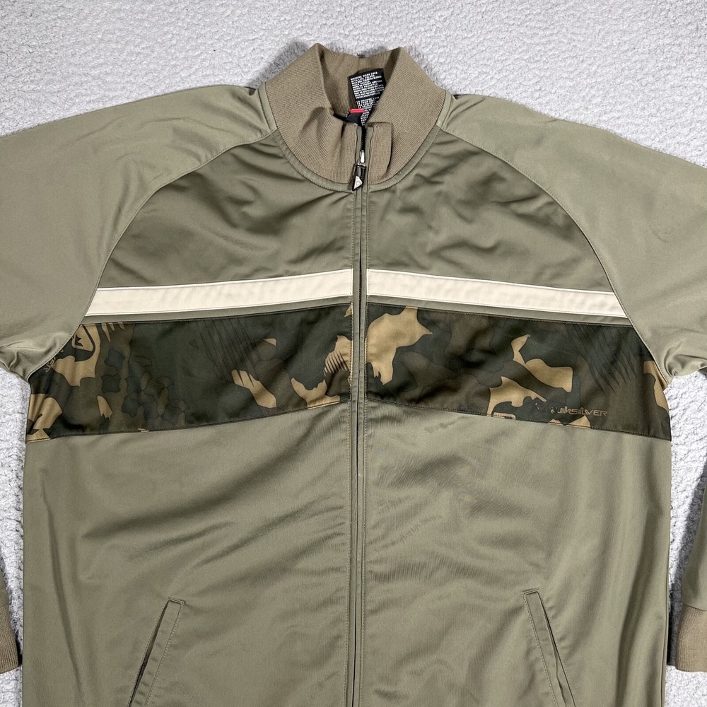 Quiksilver Jacket Mens XL Brown Camo Full Zip Outdoor Casual Preppy Logo Pockets - Picture 2 of 10